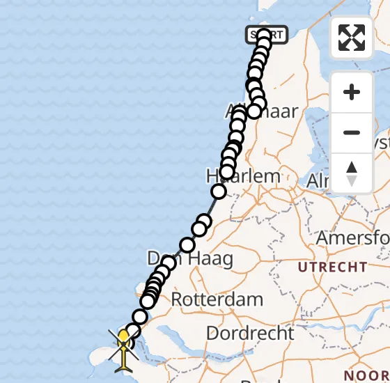 Vlucht Kustwachthelikopter PH-NCG van Vliegveld De Kooy naar Brouwershaven op zaterdag 12 april 2025 18:17