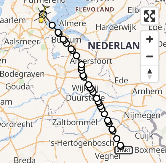 Vlucht Traumahelikopter PH-TTR van Vliegbasis Volkel naar  op zaterdag 12 april 2025 18:24