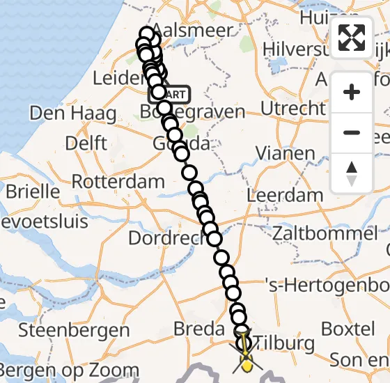Vlucht Traumahelikopter PH-UMC van Alphen aan den Rijn naar Gilze op zaterdag 12 april 2025 18:31
