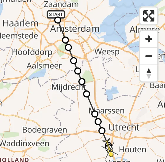 Vlucht Traumahelikopter PH-DOC van Amsterdam Heliport naar IJsselstein op zaterdag 12 april 2025 20:40