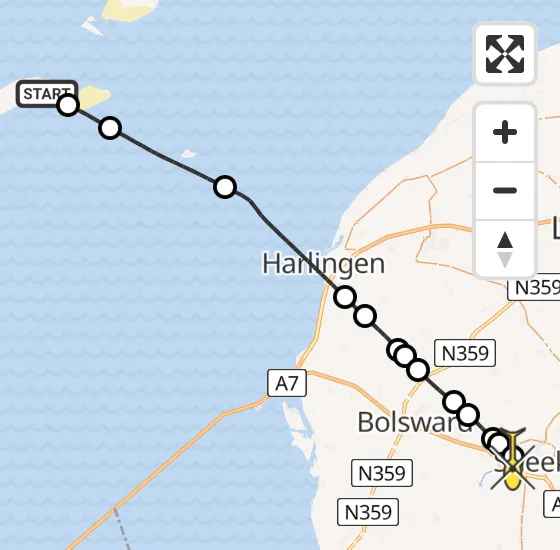 Vlucht Ambulancehelikopter PH-HOW van Vlieland Heliport naar Sneek op zaterdag 12 april 2025 23:52