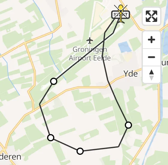 Vlucht Traumahelikopter PH-HVB van Groningen Airport Eelde naar Groningen Airport Eelde op zondag 13 april 2025 0:07