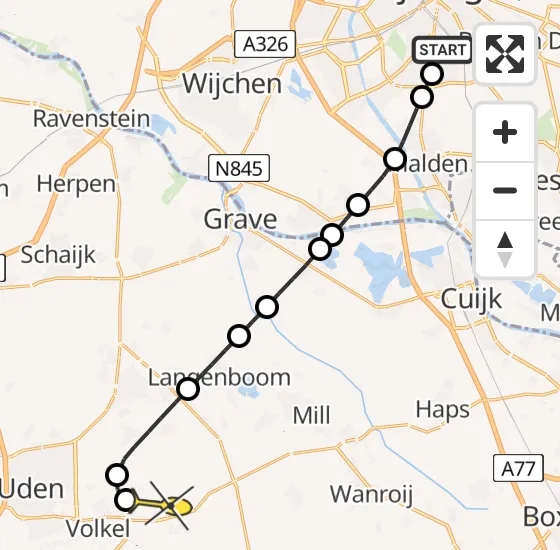 Vlucht Traumahelikopter PH-TTR van Radboud Universitair Medisch Centrum naar Vliegbasis Volkel op zondag 13 april 2025 4:31