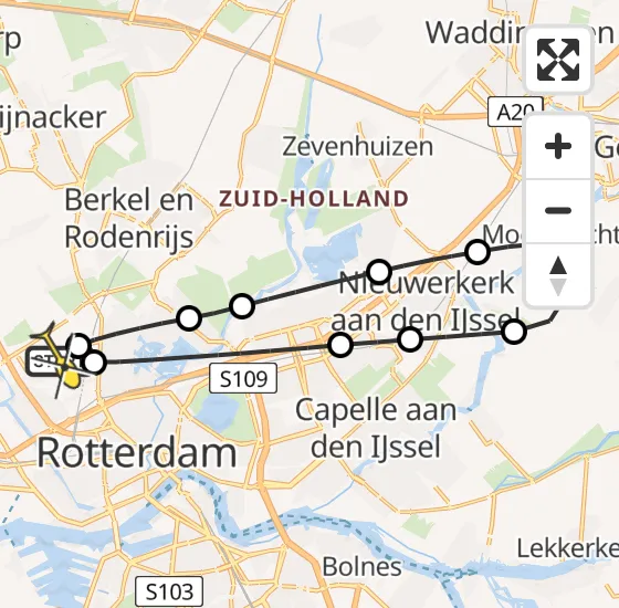 Vlucht Traumahelikopter PH-UMC van Rotterdam The Hague Airport naar Rotterdam The Hague Airport op zondag 13 april 2025 8:19