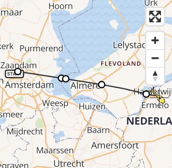 Vlucht Traumahelikopter PH-DOC van Amsterdam Heliport naar Harderwijk op dinsdag 15 april 2025 1:00