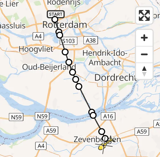 Vlucht Traumahelikopter PH-UMC van Rotterdam The Hague Airport naar Langeweg op woensdag 16 april 2025 7:53