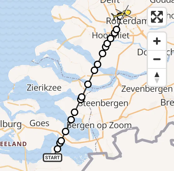 Vlucht Traumahelikopter PH-UMC van Ossenisse naar Rotterdam The Hague Airport op zaterdag 19 april 2025 7:28