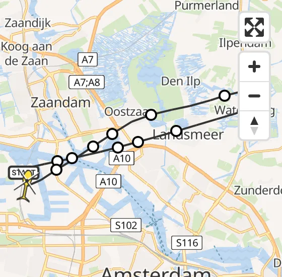 Vlucht Traumahelikopter PH-DOC van Amsterdam Heliport naar Amsterdam Heliport op donderdag 24 april 2025 15:27