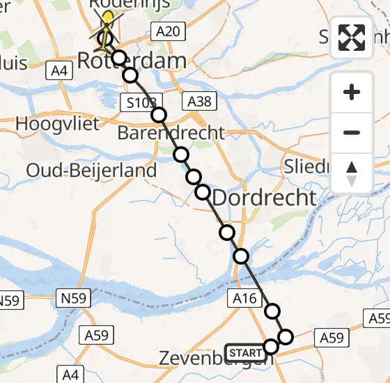 Vlucht Traumahelikopter PH-UMC van Langeweg naar Rotterdam The Hague Airport op vrijdag 25 april 2025 13:11