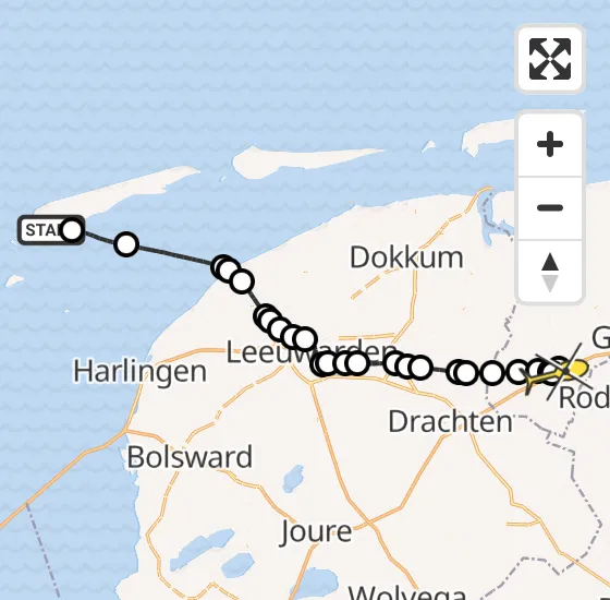 Vlucht Traumahelikopter PH-HVB van West-Terschelling naar Niebert op vrijdag 25 april 2025 13:27