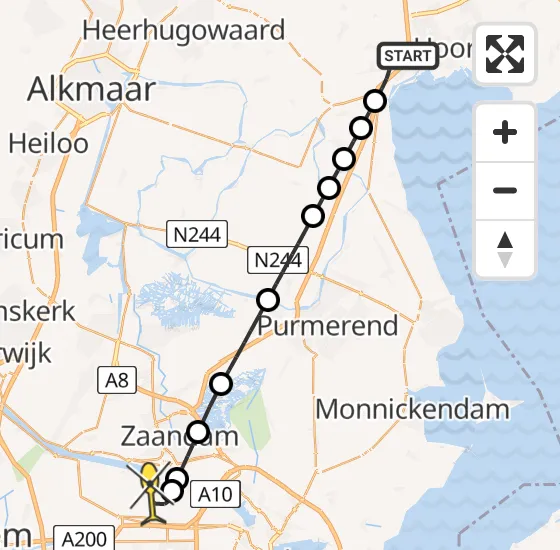 Vlucht Traumahelikopter PH-TTR van Berkhout naar Amsterdam Heliport op vrijdag 25 april 2025 13:39