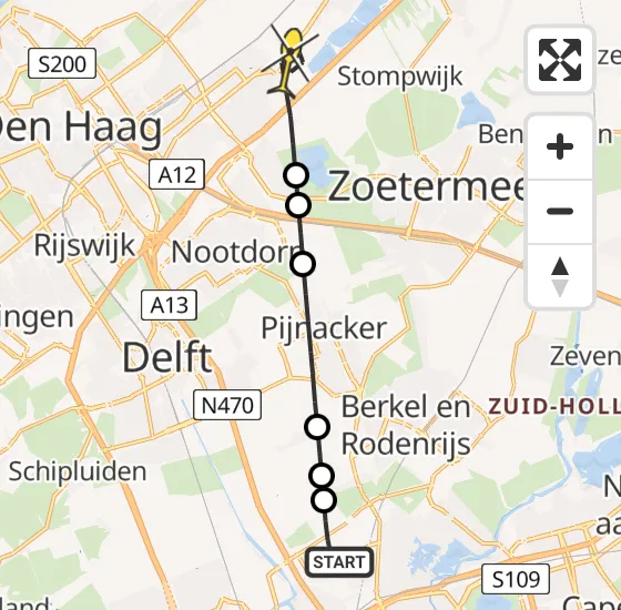 Vlucht Traumahelikopter PH-UMC van Rotterdam The Hague Airport naar Leidschendam op vrijdag 25 april 2025 14:24