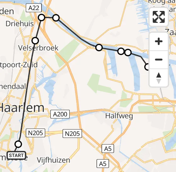 Vlucht Traumahelikopter PH-DOC van Heemstede naar Amsterdam Heliport op vrijdag 25 april 2025 16:28