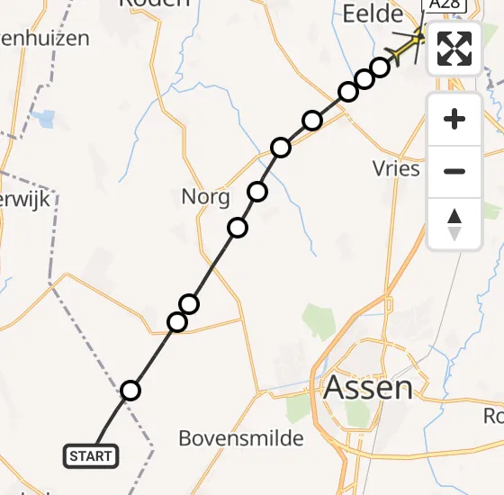 Vlucht Traumahelikopter PH-HVB van Ravenswoud naar Groningen Airport Eelde op zaterdag 26 april 2025 17:57