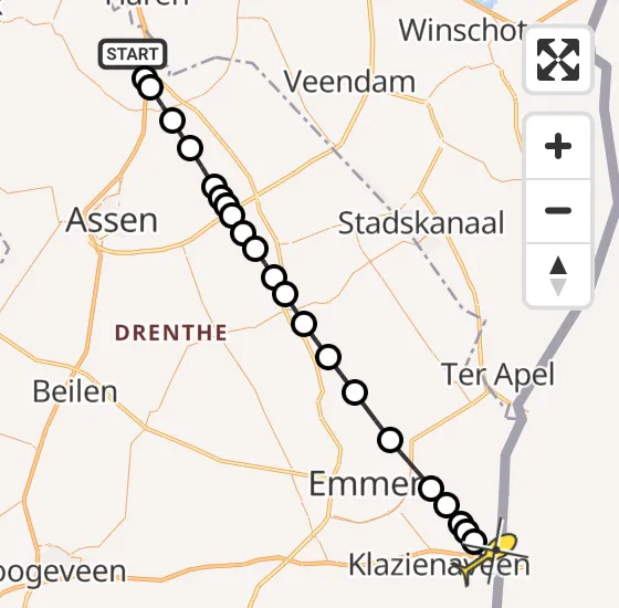 Vlucht Traumahelikopter PH-HVB van Groningen Airport Eelde naar Barger-Compascuum op zaterdag 26 april 2025 19:21