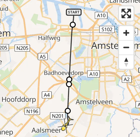 Vlucht Traumahelikopter PH-DOC van Amsterdam Heliport naar Aalsmeer op zondag 27 april 2025 7:41