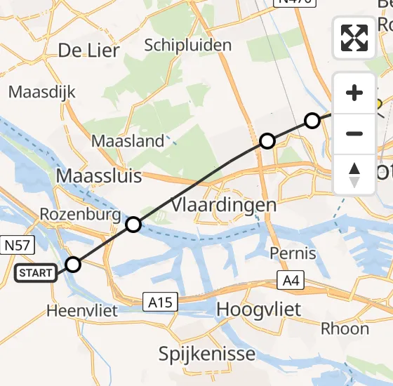 Vlucht Traumahelikopter PH-UMC van Zwartewaal naar Rotterdam The Hague Airport op zondag 27 april 2025 10:28