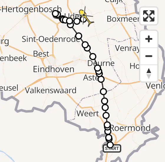 Vlucht Traumahelikopter PH-TTR van Echt naar Vliegbasis Volkel op zondag 27 april 2025 12:12