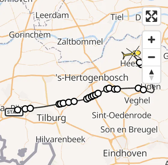 Vlucht Traumahelikopter PH-TTR van Molenschot naar Oss op zondag 27 april 2025 15:44