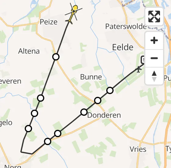 Vlucht Traumahelikopter PH-HVB van Groningen Airport Eelde naar Peize op zondag 27 april 2025 19:14