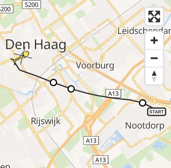 Vlucht Traumahelikopter PH-UMC van Nootdorp naar Den Haag op maandag 28 april 2025 21:28