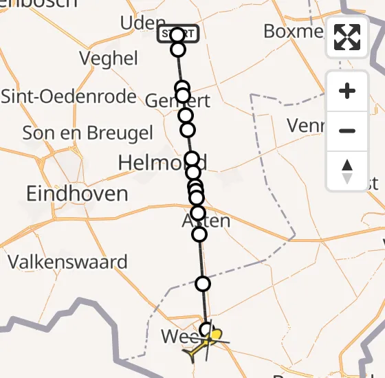 Vlucht Traumahelikopter PH-TTR van Vliegbasis Volkel naar Weert op maandag 28 april 2025 23:43