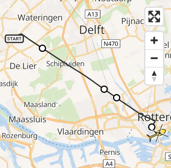 Vlucht Traumahelikopter PH-UMC van Honselersdijk naar Erasmus MC op dinsdag 29 april 2025 9:12