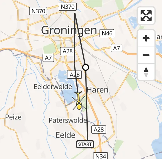 Vlucht Traumahelikopter PH-HVB van Groningen Airport Eelde naar Haren op dinsdag 29 april 2025 11:15