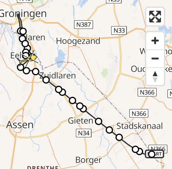 Vlucht Traumahelikopter PH-HVB van Musselkanaal naar Groningen Airport Eelde op dinsdag 29 april 2025 17:24