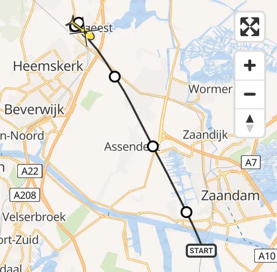 Vlucht Traumahelikopter PH-DOC van Amsterdam Heliport naar Uitgeest op dinsdag 29 april 2025 20:01