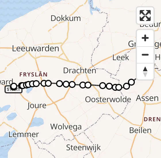 Vlucht Traumahelikopter PH-HVB van Sneek naar Groningen Airport Eelde op woensdag 30 april 2025 0:23