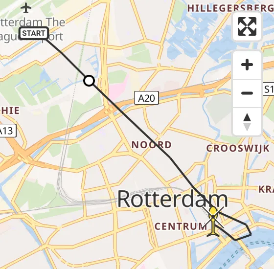 Vlucht Traumahelikopter PH-UMC van Rotterdam The Hague Airport naar Rotterdam op woensdag 30 april 2025 15:05