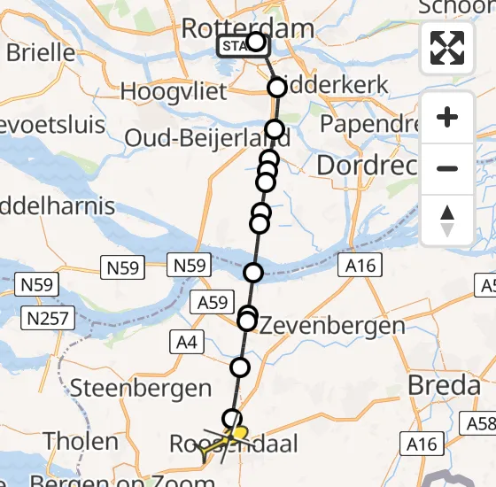 Vlucht Traumahelikopter PH-UMC van Erasmus MC naar Roosendaal op woensdag 30 april 2025 20:11