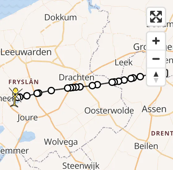 Vlucht Traumahelikopter PH-HVB van Groningen Airport Eelde naar Offingawier op donderdag 1 mei 2025 14:47