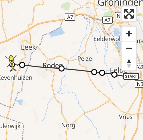 Vlucht Traumahelikopter PH-HVB van Groningen Airport Eelde naar Niebert op donderdag 1 mei 2025 17:32
