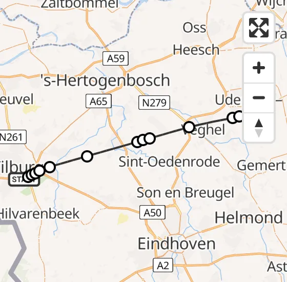 Vlucht Traumahelikopter PH-TTR van Tilburg naar Vliegbasis Volkel op donderdag 1 mei 2025 19:34