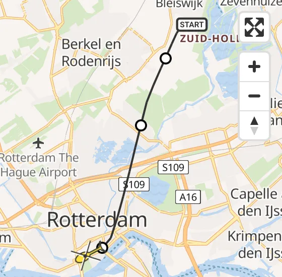 Vlucht Traumahelikopter PH-UMC van Bleiswijk naar Erasmus MC op donderdag 1 mei 2025 20:33