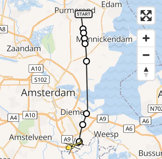 Vlucht Traumahelikopter PH-UMC van Purmerend naar Academisch Medisch Centrum (AMC) op donderdag 1 mei 2025 23:44