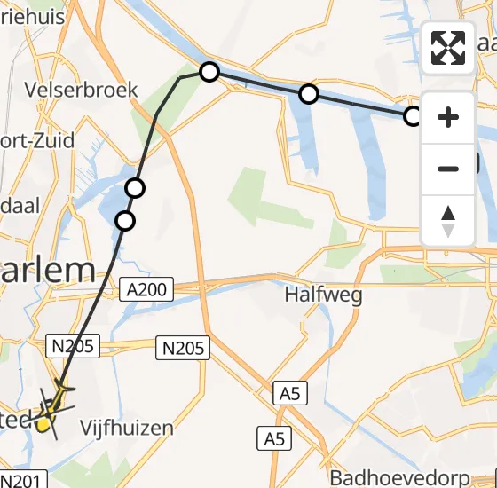 Vlucht Traumahelikopter PH-DOC van Amsterdam Heliport naar Haarlem op vrijdag 2 mei 2025 10:10