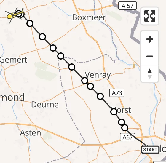 Vlucht Traumahelikopter PH-TTR van Venlo naar Vliegbasis Volkel op vrijdag 2 mei 2025 13:50