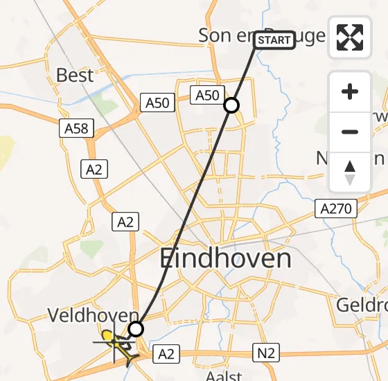 Vlucht Traumahelikopter PH-TTR van Son en Breugel naar Veldhoven op vrijdag 2 mei 2025 16:52