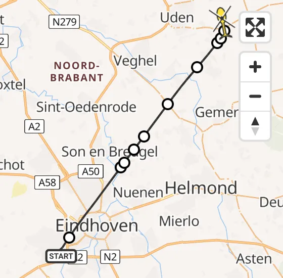 Vlucht Traumahelikopter PH-TTR van Veldhoven naar Vliegbasis Volkel op vrijdag 2 mei 2025 17:21