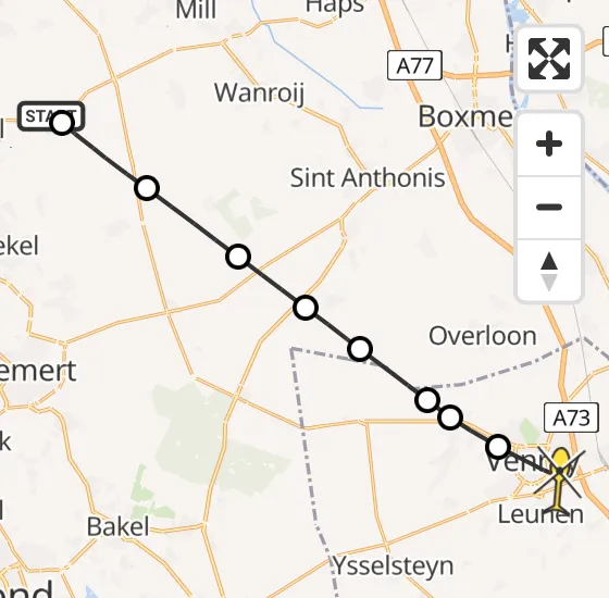 Vlucht Traumahelikopter PH-TTR van Vliegbasis Volkel naar Venray op vrijdag 2 mei 2025 18:51