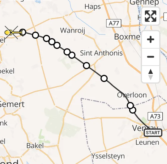 Vlucht Traumahelikopter PH-TTR van Venray naar Vliegbasis Volkel op vrijdag 2 mei 2025 19:23