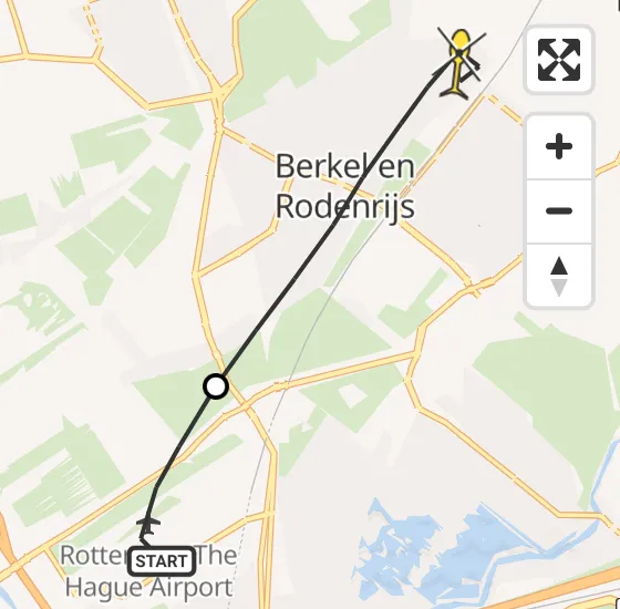 Vlucht Traumahelikopter PH-UMC van Rotterdam The Hague Airport naar Berkel en Rodenrijs op zaterdag 3 mei 2025 7:17