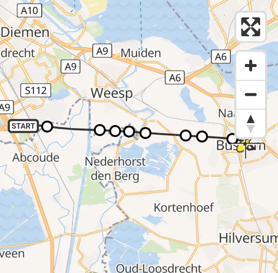 Vlucht Traumahelikopter PH-DOC van Academisch Medisch Centrum (AMC) naar Bussum op zaterdag 3 mei 2025 8:39