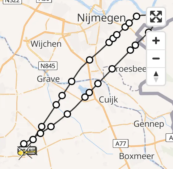 Vlucht Traumahelikopter PH-TTR van Vliegbasis Volkel naar Vliegbasis Volkel op zaterdag 3 mei 2025 8:56