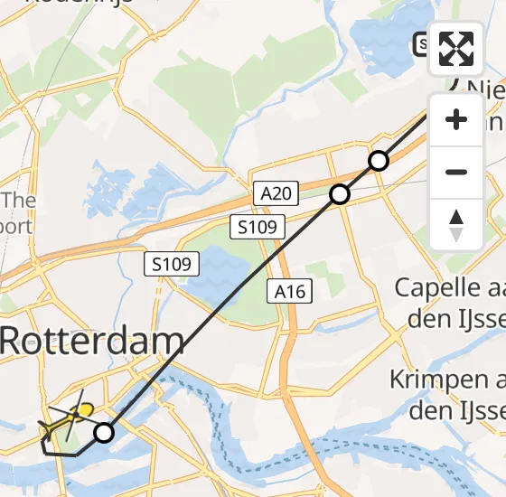 Vlucht Traumahelikopter PH-UMC van Rotterdam naar Erasmus MC op zaterdag 3 mei 2025 10:31