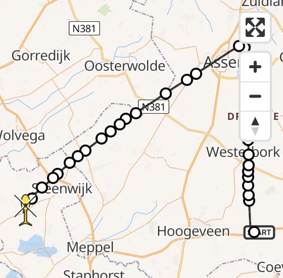 Vlucht Traumahelikopter PH-HVB van Zwinderen naar Scheerwolde op zaterdag 3 mei 2025 12:05