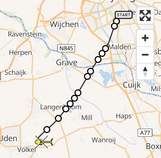 Vlucht Traumahelikopter PH-TTR van Radboud Universitair Medisch Centrum naar Vliegbasis Volkel op zaterdag 3 mei 2025 13:22